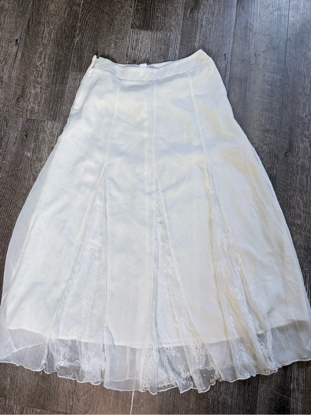 Halara Women's White A-Line Ankle Length Skirt with Lace Panels